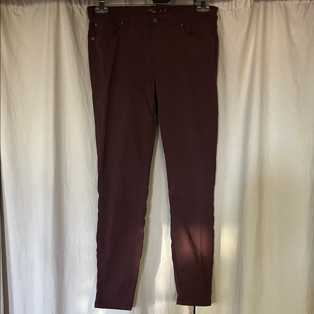 Prana plum nylon stretch skinny leg pants 10